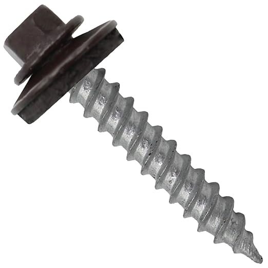 Metal Roofing Screw: (250) 12 x 1-1/2" DARK BROWN Hex ReGrip Sheet Metal Roof Screw. Sharp Point metal to wood siding screws. 5/8" EPDM washer.