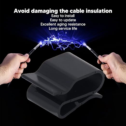 Garosa 100Pcs Trailer Frame Wire Clips Plastic Cable Clips S Clip Electrical Cord Management 1.5 Inch Solar Panel Wire Clip Black for PV Wiring Boat Cable Boat
