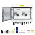 2 in 2 Out Solar Combiner Box,PV Combiner Box with 20A PV Fuse,DC 20A Circuit Breaker and Surge Protector,IP65 Solar Disconnect Switch Box for Indoor Outdoor Solar Panel System (2 in 2 Out 20A 500V)