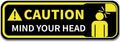 Watch Your Head Sign Stickers, Self Adhesive Vinyl Caution Mind Your Head Safety Signs Decals for Stairs Basement and Factory UV Protected Fade Resistant