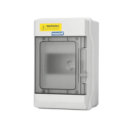Mollom 4 Way Power Distribution Box with Bus Bars and Din Rail for Miniature Circuit Breaker MCB, Waterproof IP66.Padlock Available for Indoor and Outdoor Use