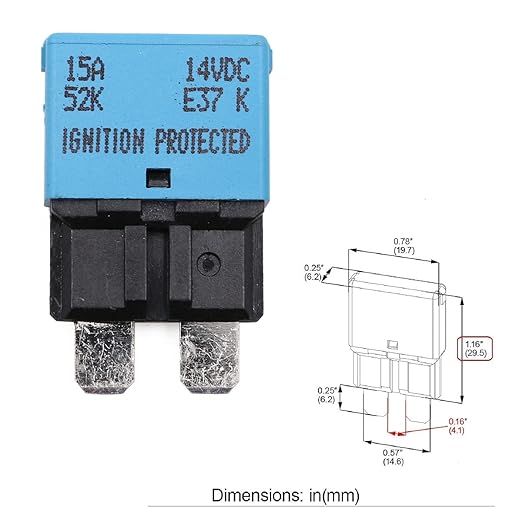 12V 15A Auto Reset Fuse Circuit Breaker ATO/ATC Low Profile Blade Self Resetting Fuses Breakers 12 Volt DC 15 Amp for Car RV Automotive Solar Motors Boat Marine - UL Certified - 3 Pack