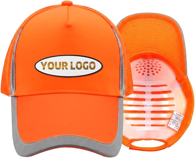 YOWESHOP Reflective Safety Baseball Cap Customize Logo with Removable PE Shell Hi-Vis Safety Work Hat