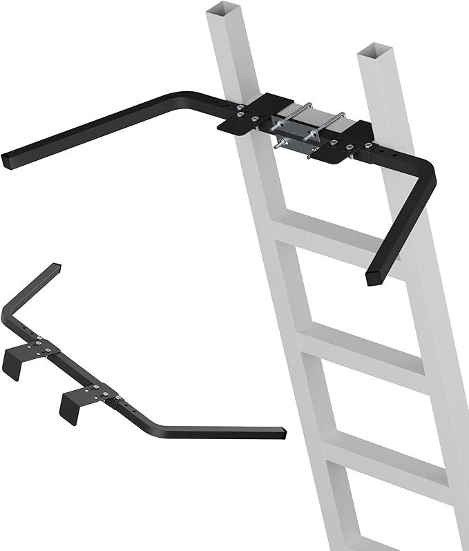 Ladder Stabilizer, Adjustable Heavy Duty Ladder Standoff with Pins & Sheet for Wing Span/Wall Extended Accessory, Ladders Roof Stabilizer with Non-Slip Rubber Pads for Roof Gutter Guard, Black