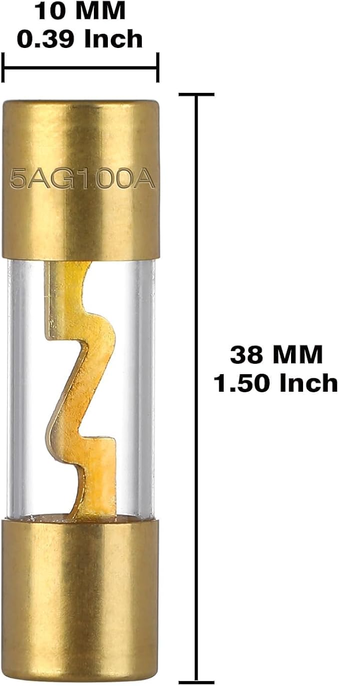 4-8 Gauge AWG Inline 100 Amp Fuse Holder with 100A AGU Fuses for Car Audio Alarm Amplifier Subwoofer in-line Fuse Holders (100Amp)
