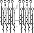 Ground Anchors Screw in Trampoline Anchors Heavy Duty Ground Anchors,Tent Stakes for Camping Tent, Trampoline, Canopies, Carports, Sheds, Swing Sets, Black Anti-Rust Coating for High Wind (16 X 14)