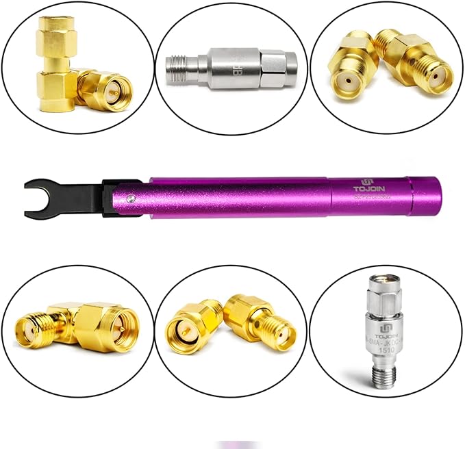 TOJOIN 2 pcs SMA Torque Wrench for RF Connector 8 in·lbs (0.9 N·m) Opening 8mm (5/16") for SMA 3.5mm/2.92mm Adapter Convertor Portable Spanner for Professionals Industry Purple