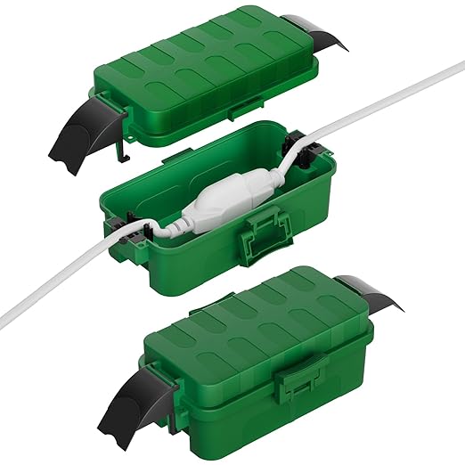 Flemoon [2 Pack] IP55 Small Outdoor Electrical Box Waterproof (Inner 5.9 x 3.2 x 1.8inch), Extension Cord Cover with Detachable Awning Covers for Plug, Outlet, Holiday Lights, Green