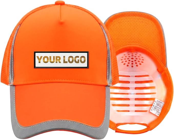 YOWESHOP Reflective Safety Baseball Cap Customize Logo with Removable PE Shell Hi-Vis Safety Work Hat