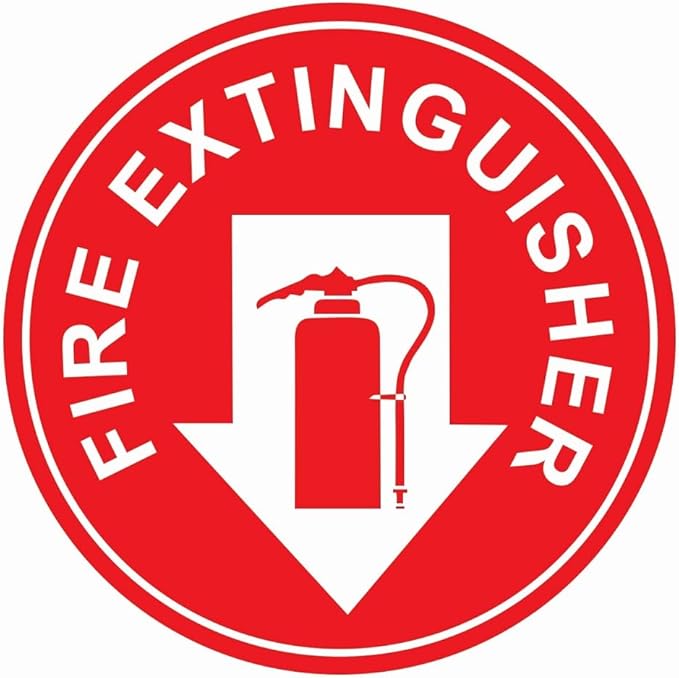 Fire Extinguisher ISO Safety Label Stickers – 4"x4" Vinyl Decals (Pack of 5), Weatherproof for Windows, Cars, Containers, Indoor/Outdoor Use
