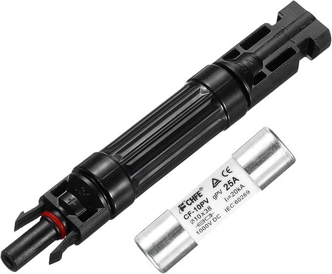 MECCANIXITY Solar Fuse Holder 25A 1000V Waterproof PV in-Line Fuse Holders with Fuse Solar Inline Fuse Holder Photovoltaic Connectors for Solar Panel System