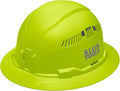 Klein Tools 60911 Hard Hat, Vented, Full Brim Style, Padded, Self-Wicking Odor-Resistant Sweatband, High Visibility Lime