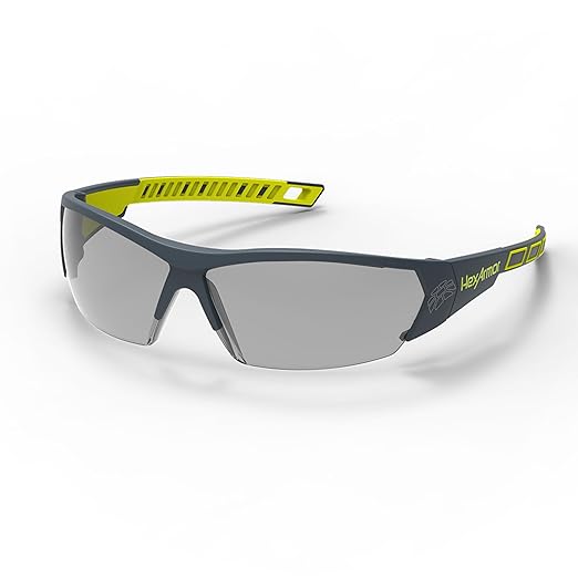 HexArmor MX250 Grey 23% tinted safety glasses for men and women | Anti-fog | Scratch resistant wrap around lenses | Adjustable side arms | Certified ANSI Z87 | 100% UV protected eyewear