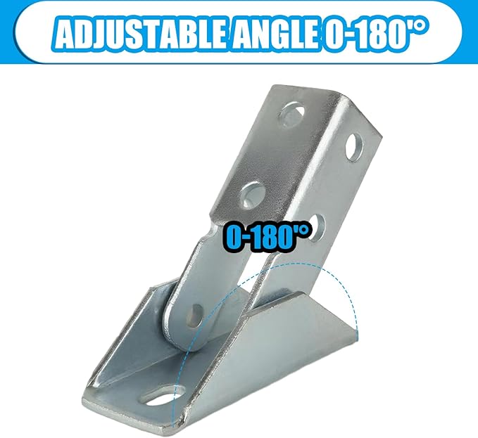 4 Pcs Adjustable Brace Fitting for 1-5/8" Strut Channel & 1/2" Bolt, 180 Degree Turn Joint Connector Bracket Solar Panel Bracket Base