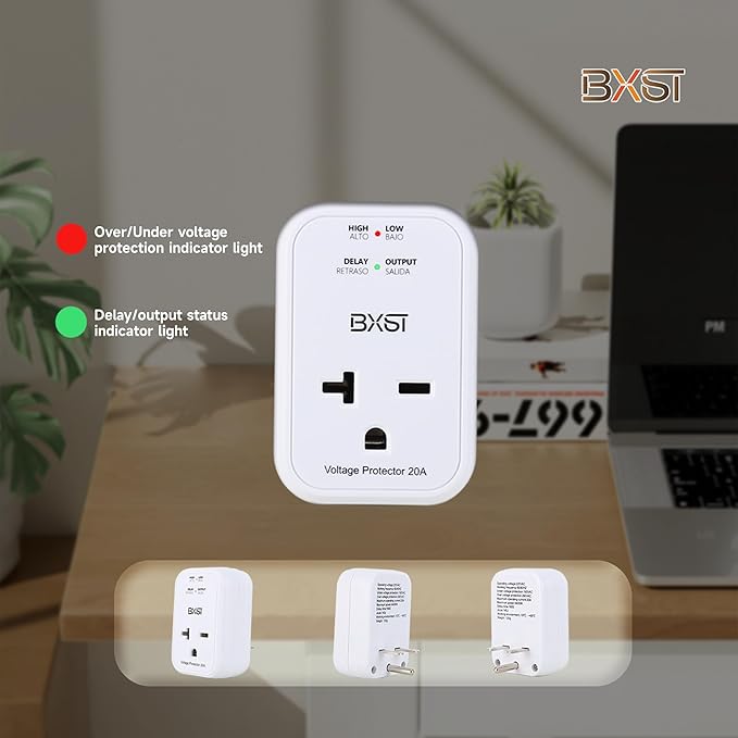 BXST Single Outlet Surge Protector for Refrigerator/Air-Conditioner/Smart TV Small Wall Outlet Power Surge Plug in Voltage Protector for Home Appliance 140J 4400W（2 Pack）