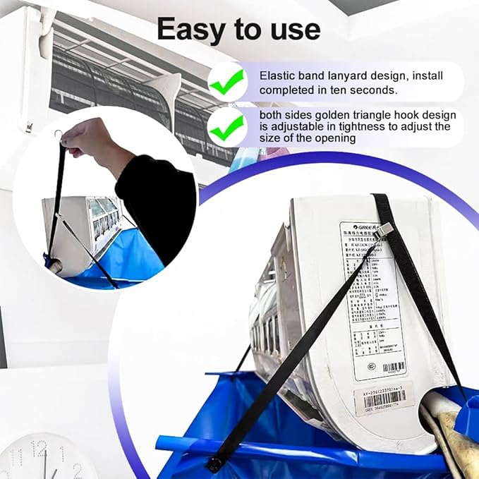 Ac Cleaning Bag With Support Rods, Ac Cleaning Cover With Wider Opening, Waterproof Air Conditioner Cleaning Cover, Split Unit Cleaning Kit, Ac Cleaning Kit for Household Wall-mounted Air Conditioner