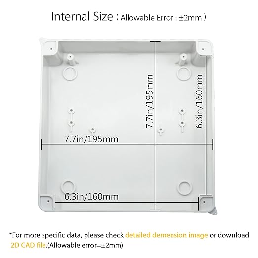LeMotech Junction Box, Electrical Box IP65 Water Resistant Dustproof ABS Plastic Project Enclosure for Electronics White 7.9 x 7.9 x 3.1 inch