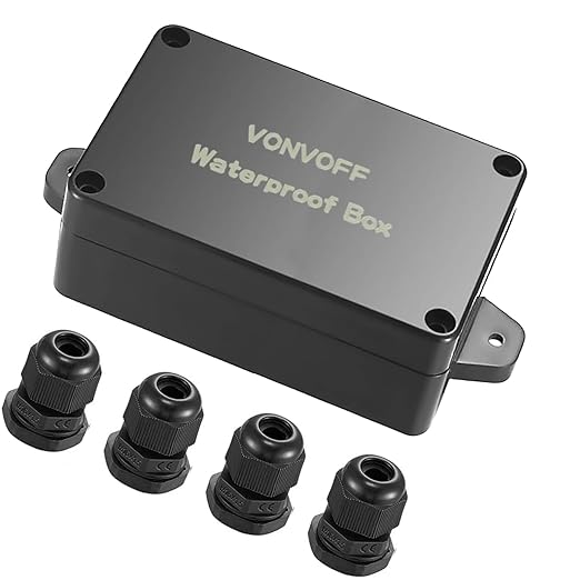 Electrical Box,Outdoor Universal Junction Box,Dustproof Weatherproof IP67 ABS Plastic Box with Fixed Hole and 4pcs x M16 Cable Gland,3.94''x2.68''x1.57''(100x68x40mm)(Black)