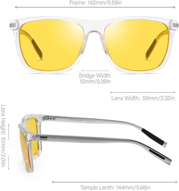 DUCO Polarized Night Vision Glasses for Men and Women Yellow Safety Driving Glasses with UV Protection and Anti Glare