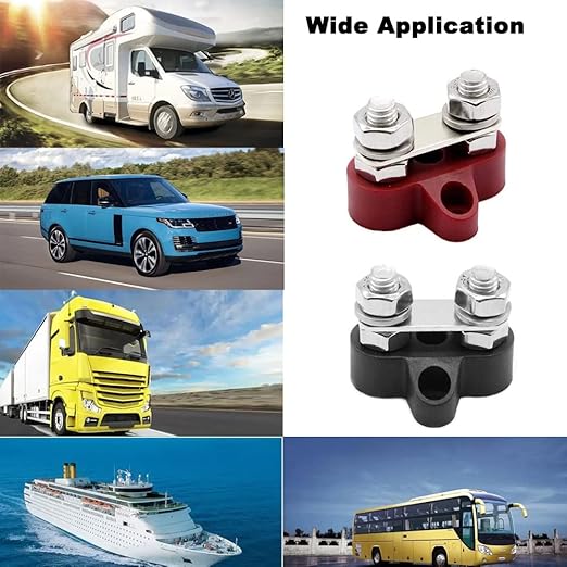 Heart Horse Bus Bar Terminal Block 5/16'' Power Stud Battery Junction Post Distribution Block Insulated with Cover DC 48V 250A for Auto Truck RV Boat (5/16'',Red+Black)