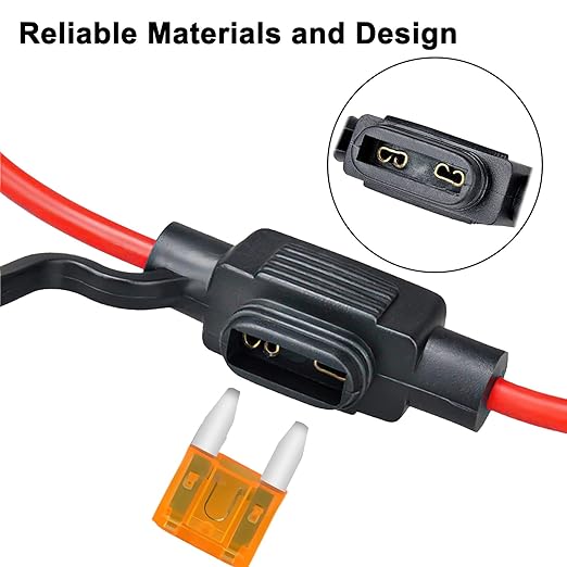 MuHize in Line Fuse Holders - Upgraded 12AWG Waterproof Fuse Holder with 5A Blade Fuses ATM, 12V 5 Pack Fuses Holders for Marine RV, Quick Connect, No Splicing Needed