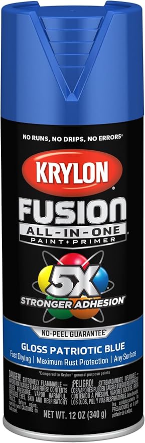 Krylon Fusion All-In-One Adhesive Spray Paint for Indoor/Outdoor Use, 12 oz, Patriotic Blue