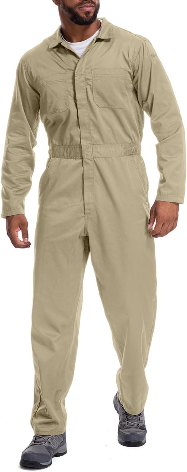 Coveralls for Men Long Sleeve Cotton Blend Work Jumpsuit with Multi Pockets Utility Work Wear