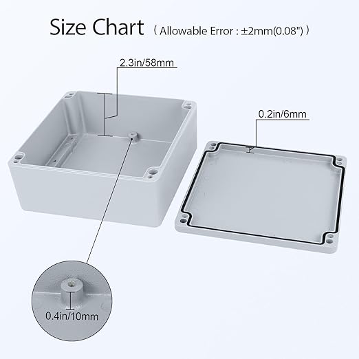 LeMotech Junction Box, Aluminum Alloy Metal Electrical Box, IP67 Waterproof Dustproof Project Box, Outdoor Universal Enclosure, Grey 6.3x6.3x2.7in (160x160x70mm)