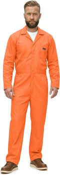 Natural Uniforms Mens Long Sleeve Zip Up Twill Coverall, Stain and Wrinkle Resistant