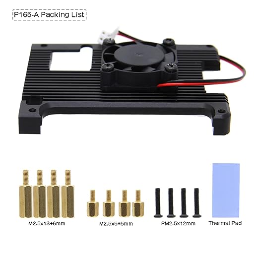 Geekworm 7mm Thickness Embedded Heatsink with Fan (P165-A) for Raspberry Pi 4, Armor Aluminum Radiator with 5V Cooling Fan Compatible with Raspberry Pi 4 Model B Computer