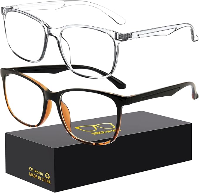 Blue-Light Blocking Glasses Computer Reading/Gaming/TV/Phones Glasses Fashion Anti Eyestrain Glasses for Women Men（C2 Blackleopardprint + Transparent）