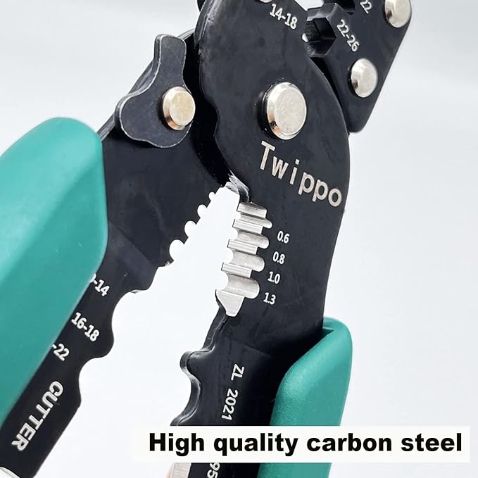 Crimping Tool, Wire Crimper Tool with Stripper Cutter, Crimping Pliers for Open Barrel Terminals and Heat Shrink Connectors, Crimping for 26-10 AWG, Stripping for 22-16 AWG