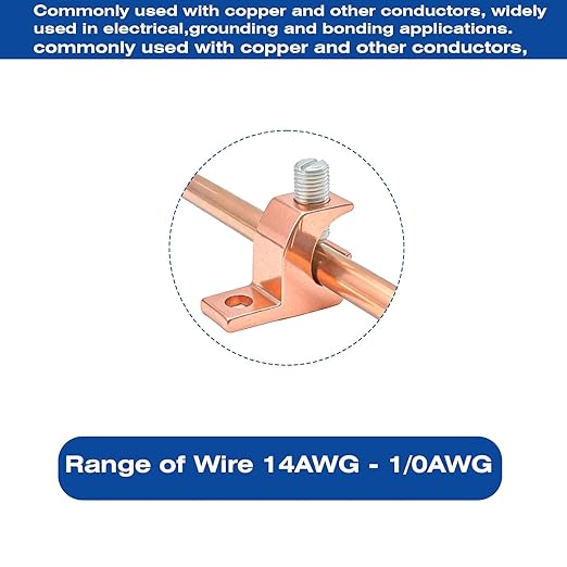 Copper-Aluminium Alloy Clad Technology Lay in Connector, Swimming Pool Bonding Grounding Lay-in Lug (2PCS, Thicker Lay-in-Lug1/0-14awg)
