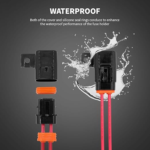 5PACK Waterproof,Water Resistant IP67, in-Line ATO/ATC Fuse Holder, 12AWG for Automotive, Marine