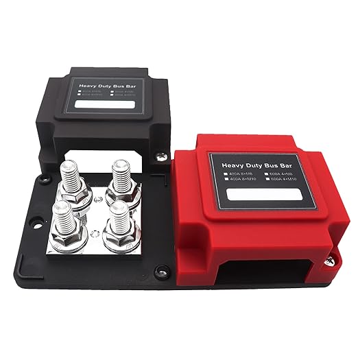 400A Power Distribution Block Bus Bar Pair with Cover Marine Bus Bar, Automotive, and Solar Wiring 8x3/8 M10 Studs Heavy Duty Power