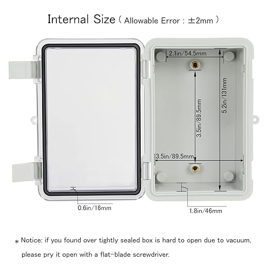 Junction Box IP65 Waterproof ABS Plastic Enclosure Hinged PC Clear Cover Electrical Project Box with Mounting Plate, Wall Brackets, Cable Glands 5.9" x 3.9" x 2.8"(150 * 100 * 70)