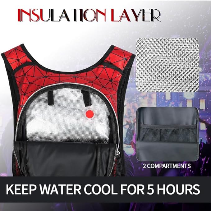 Hydration Pack, Water Backpack with 3L Hydration Bladder Lightweight Insulation, Festival Essential, Rave Hydration Backpack, Hydropack Backpack for Rave, Hiking, Biking, Festival Gear