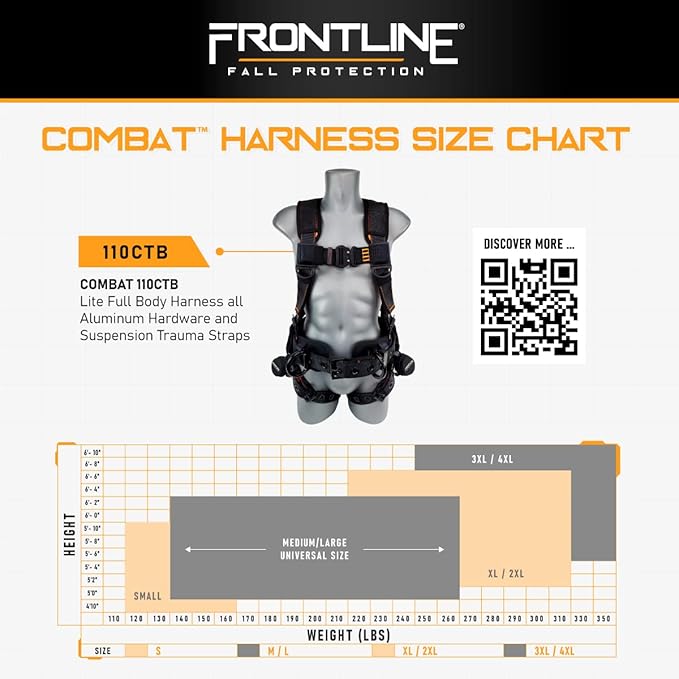 FRONTLINE FALL PROTECTION Harnesses + D-Ring+ Multiple Styles + OSHA and ANSI compliant