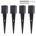 4 Pcs 4"x4" Fence Post Anchor Ground Spike,(Internal 3.6"x3.6"),Metal Post Stake Ground 22" with Black Powder-Coated,Fence Stakes Post Base for Deck,Fence,Porch,Railing,Mailbox