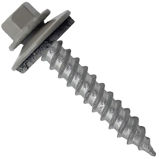 Metal Roofing Screw: (250) 12 x 1-1/2" Clay Hex Sheet Metal Roof Screw. Sharp Point Metal to Wood siding Screws. 5/8" EPDM Washer.