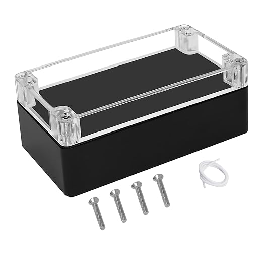 LeMotech Project Box ABS Plastic IP65 Waterproof Dustproof Electrical Junction Box with Clear Cover Outdoor Enclosure for Electronics, Black 6.2"x 3.5"x 2.3"(158x90x60mm)(Pack of 1)