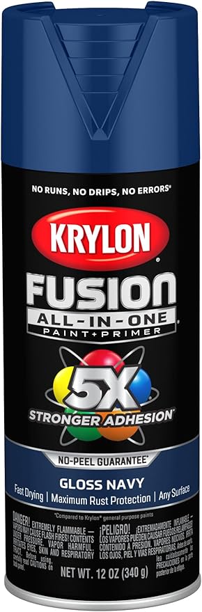 Krylon Fusion All-In-One Adhesive Spray Paint for Indoor/Outdoor Use, 12 oz, Navy