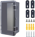 Junction Box, Hinged Black Clear Cover IP67 Waterproof ABS Project Box with Mounting Plate Electrical Box Enclosure with Wall Bracket 10.6 x 5.1 x 4.3inch(270x130x110mm)