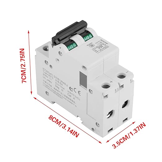 2P C65H-DC 250V DC Miniature Circuit Breaker DIN Rail Photovoltaic Switch for Solar Panels Grid System White(40A) (25A)