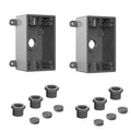 Single-Gang Weatherproof Electrical Outdoor Box, Suitable 1/2-Inch or 3/4-Inch Electrical Conduit Switch/Outlet Box, UL Listed, Junction Box Outlet, 2 Pack, Gray
