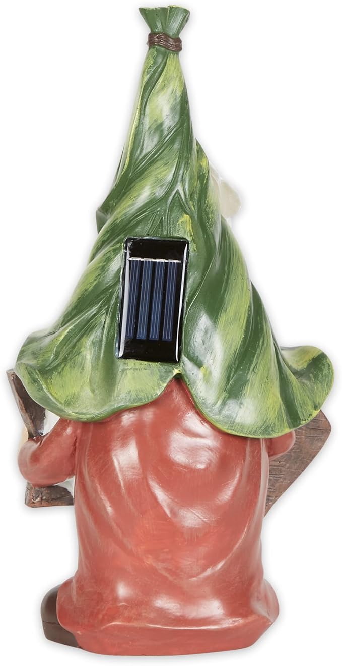 Accent Plus Gnome with Glowing Welcome Sign Solar Statue