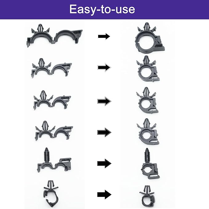 Universal Automotive Wire Loom Clips Kit, Car Engine Bay Wire Harness Routing Clip Replacement Parts for Trucks Cars (60pcs)