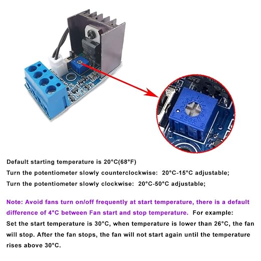 DC 12V 1A Automatic PC CPU Fan Temperature Control Speed Controller Case Fan Speed Governor with Sensor for 2 3 4 Wire Fan