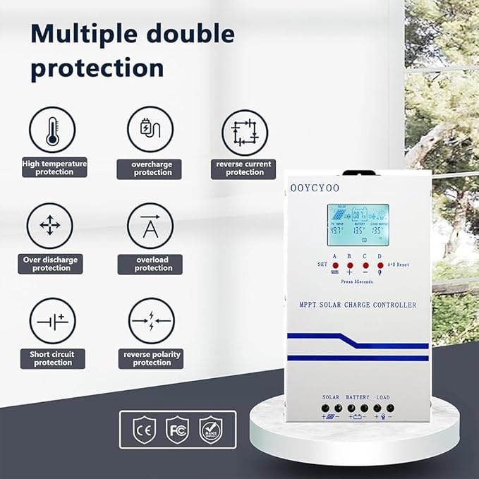 40A Solar Charge Controller MPPT 12V 24V 36V 48V Controller 40amp Solar Charge Regulator MPPT 160V w/LCD Display Work with AGM, Gel, Flooded and Lithium