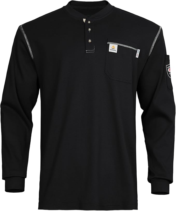 FR Shirts for Men CAT2/HRC2 Flame Resistant Shirts 6.5oz Light Weight Long Sleeve Fire Retardant Shirts